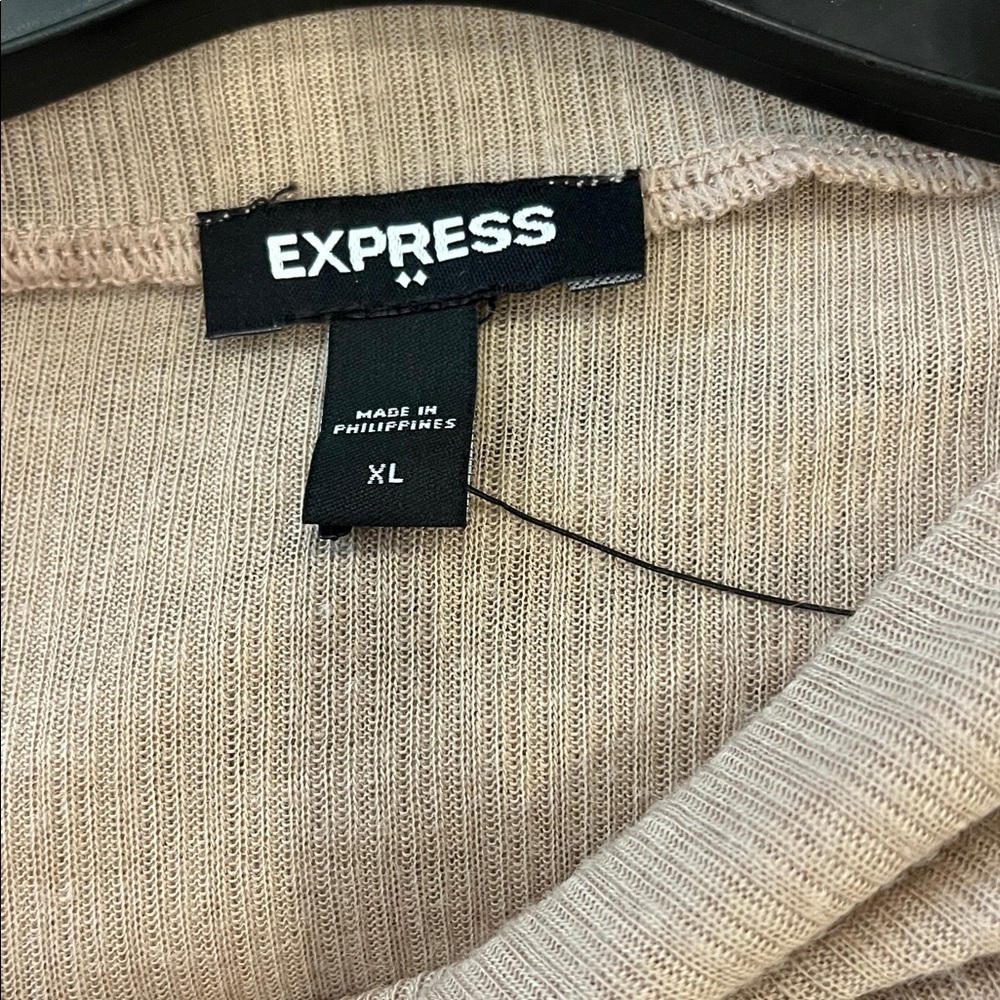Express brown boat neck ribbed loose long sleeve shirt NEW size XL - Picture 6 of 6